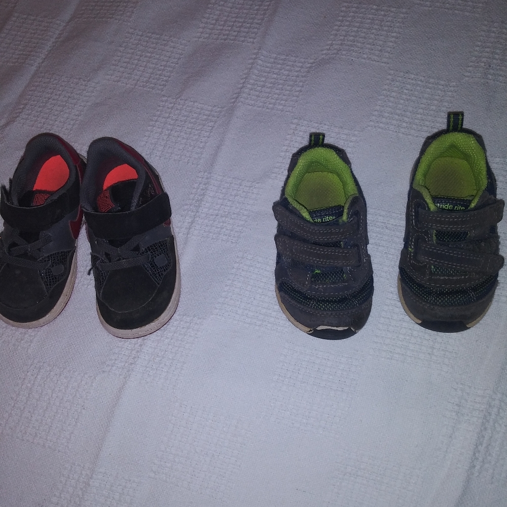Blue and green sneakers